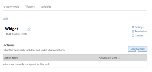 Screenshot showing how to create an action
