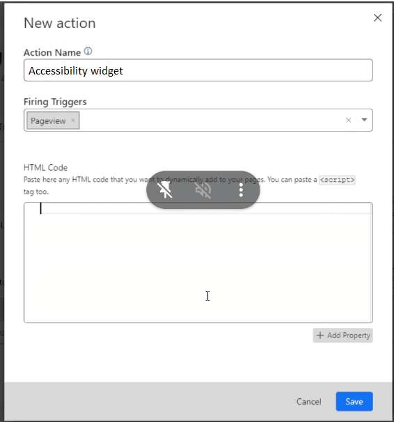 Screenshot showing action popup menu