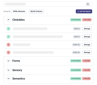 Equally AI aria website audit interface