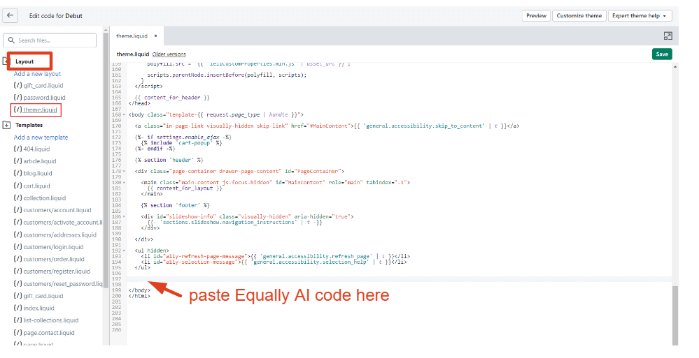 Screenshot of the instruction